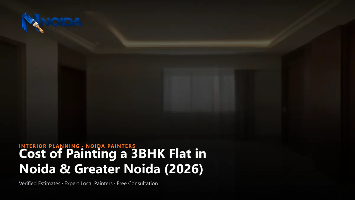 Professional interior wall painting service in a 3BHK high-rise apartment in Noida Expressway